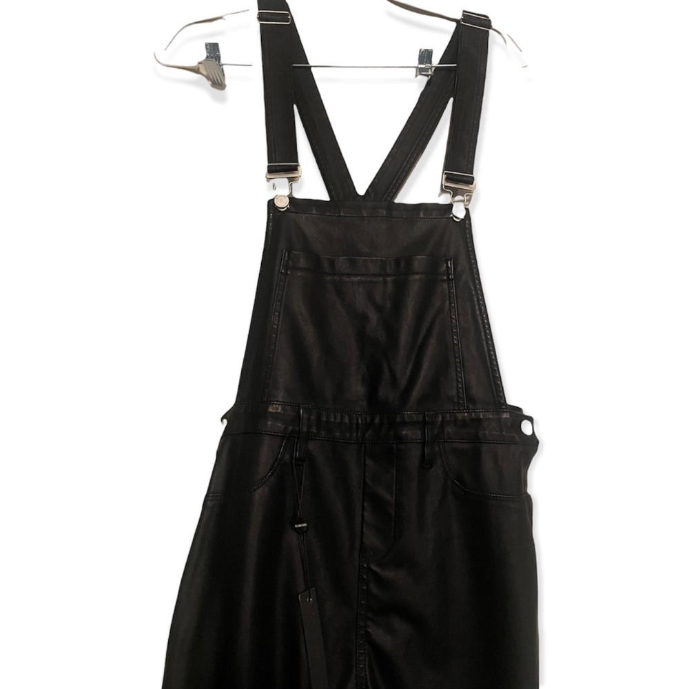 All Good Black Vegan Leather Skinny Overalls